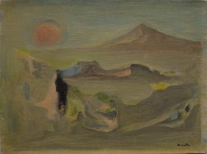 Roger BRIELLE (1899-1960) 
Paysage surréaliste
Huile sur toile signée en bas à droite
H....