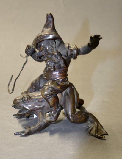 null Nain chevauchant une grenouille

sujet en bronze à patine brune - XIX em siècle...