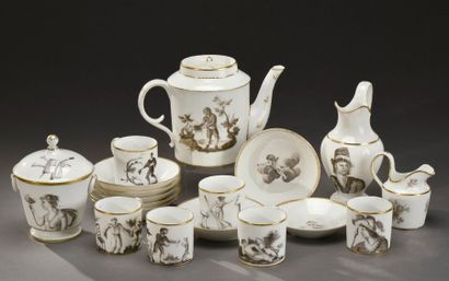 null PARIS

Service à thé en porcelaine, à décor en grisaille de personnages et trophées,...