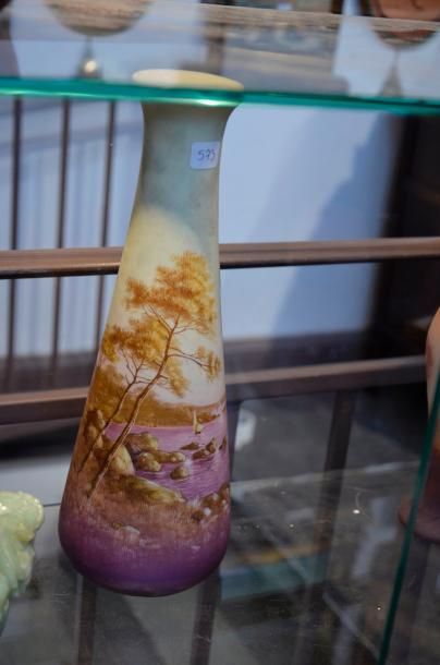 null Delphin Massier, vase en céramique émaillé à décor de la baie d’Antibes 

H...