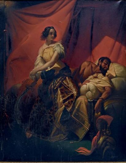 D'après Horace VERNET (1789-1863) 
Judith et Holopherne
Huile sur toile
H. 92 cm...