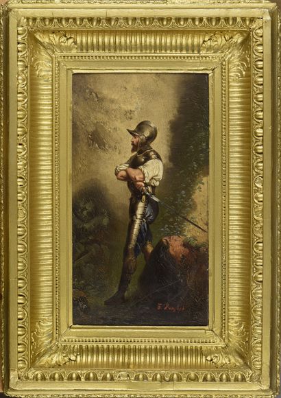 Ferdinand ROYBET (1840-1920) 
Le conquistador
Huile sur panneau, signée en bas à...