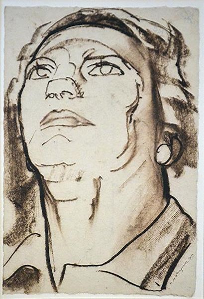 Henry de WAROQUIER (1871-1970) 
Portrait de tête levée
Dessin signé en bas à droite...