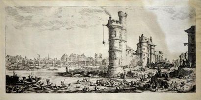 null De ou d'après Jacques CALLOT (1592 - 1635)

Vue du pont neuf, de la tour et...