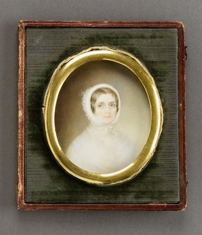 null Pamela (ou Pamelia) HILL (1803-1860)

Jeune fille en buste en coiffe blanche

Miniature...