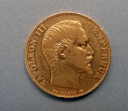 null Une pièce en or jaune, 20 Francs, Napoléon III tête nue, Paris-1854

Poids 6,4...