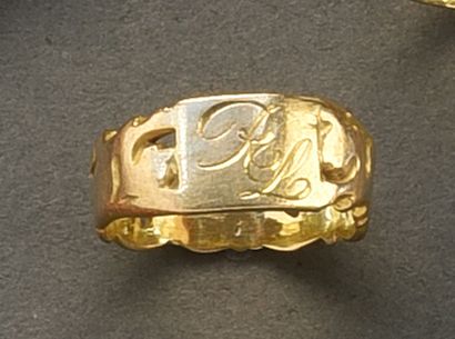 null Bague chevalière en or jaune 18K (750°/°°), monogrammée RL

Poids brut : 7,6...