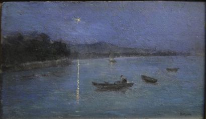 null Hubert-Emile BELLYNCK (1859-?) 

Pêcheur, la nuit dans la baie 

Huile sur panneaus...