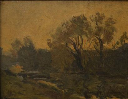 null Entourage de François-Auguste RAVIER (1814-1895)

Paysage au coucher du soleil

Huile...