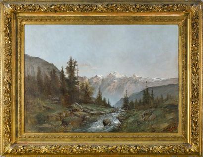 null Jean BAIN (XIXe -XXe siècles)

Paysage de montagne

Huile sur toile signée et...