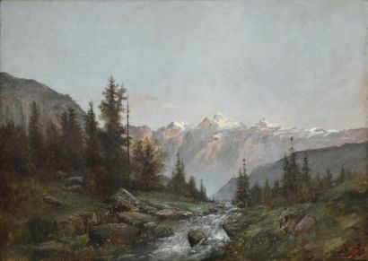 null Jean BAIN (XIXe -XXe siècles)

Paysage de montagne

Huile sur toile signée et...