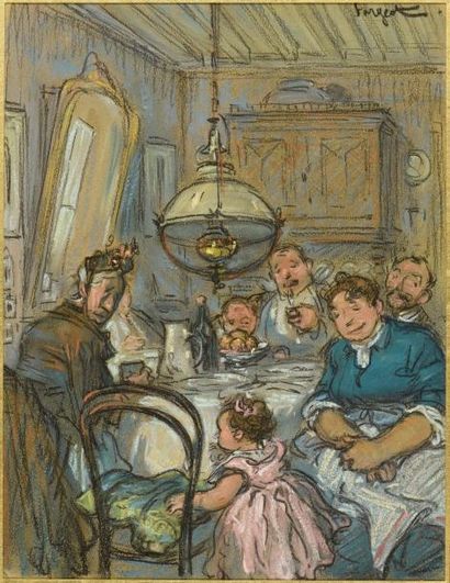 null Ferdinand FARGEOT (1880-1957)

Repas de famille

Pastel, signé en haut à droite

H....