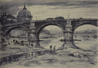 null Johannes DREVET (1854-1940)

Le pont de la Guillotière

Encre et lavis signé...