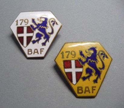 null Lot de deux insignes BAF

179ème refrappe fond blanc

179ème fond jaune Augis...