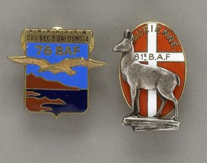 null Lot de deux insignes BAF

76ème BAF DPN rue Béranger

81ème BAF Arthus Bertrand...