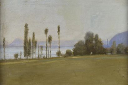 Attribué à Jean MORAX (1869-1939) * Les bords du Léman
Huile sur toile, avec une...