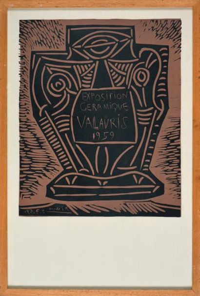 Pablo Picasso (1881-1973) Affiche pour l'exposition de ses céramiques à Vallauris...