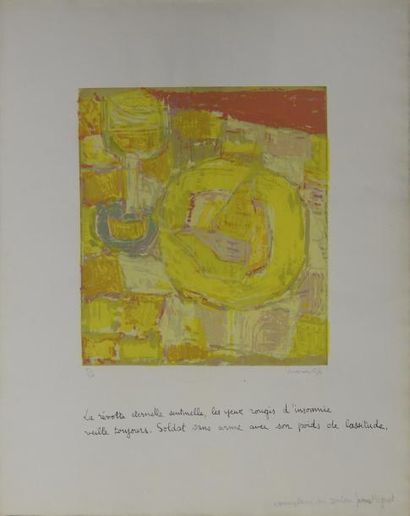 Jean-Jacques MORVAN (1928-2005) * La Table, 1956
Lithographie, signée et datée en...