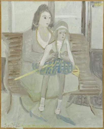 Paul PHILIBERT-CHARRIN (1920-2007) * Petite fille avec sa maman, 1965
Huile sur toile,...