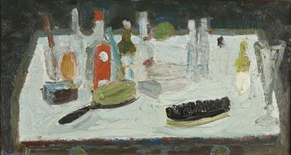 Henri LACHIEZE-REY (1927-1974) * Table à toilette, 1955
Huile sur toile, signée,...