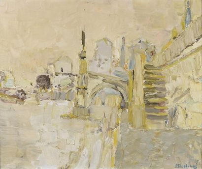 Jacques TRUPHEMUS (Né en 1922) * La passerelle Saint-Georges à Lyon, 1957
Huile sur...