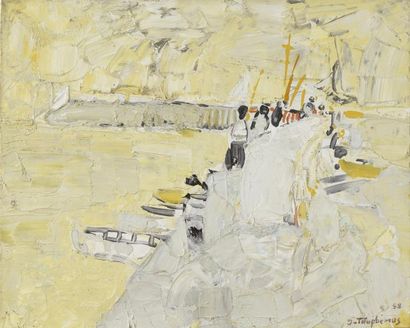 Jacques TRUPHEMUS (Né en 1922) * Le port de Nernier, 1958
Huile sur toile, signée...