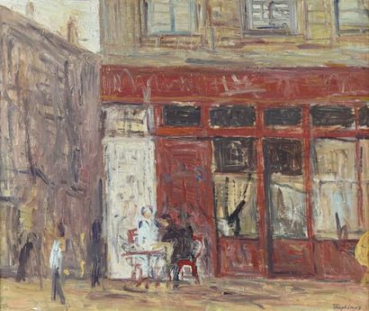 Jacques TRUPHEMUS (Né en 1922) * Café, place Vollon à Lyon, 1971
Huile sur toile,...