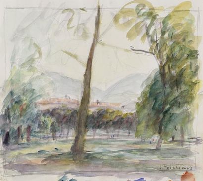 Jacques TRUPHEMUS (Né en 1922) * Paysage au Vigan
Aquarelle et mine de plomb, signée...