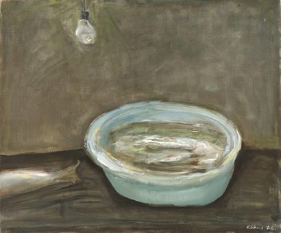 Erich SCHMID (1908-1984) * Cuvette et poissons, 1976
Huile sur toile, signée et datée...
