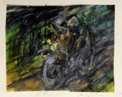 Erich SCHMID (1908-1984) * Couple à moto
Pastel
H. 9 cm - L. 11 cm