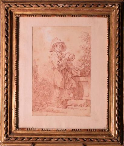 François BOUCHER (Paris 1703-1770) 
Le savoyard avec sa marmotte
Sanguine
H. 21 cm...