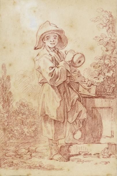 François BOUCHER (Paris 1703-1770) 
Le savoyard avec sa marmotte
Sanguine
H. 21 cm...