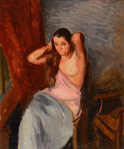 Jean Hippolyte MARCHAND (1883-1940) 
La coiffure
Huile sur toile signée en haut à...