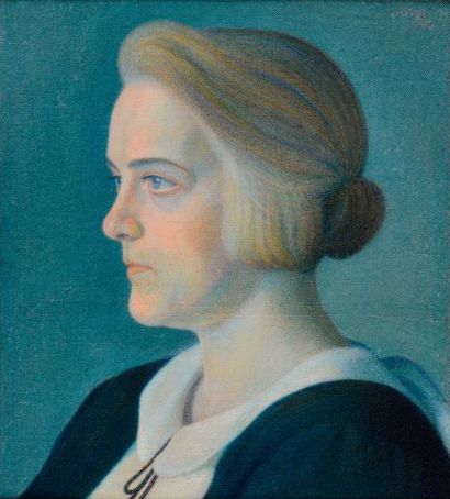 Stefan JOHANSSON (1876-1955) 
Portrait de femme
Technique mixte sur toile montée...