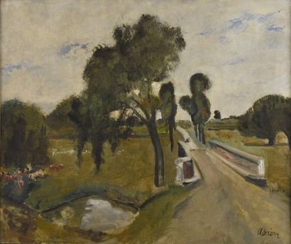 Lucien ADRION (1889-1953) 
Le Pont
Huile sur toile signée en bas à droite
H. 46 cm...