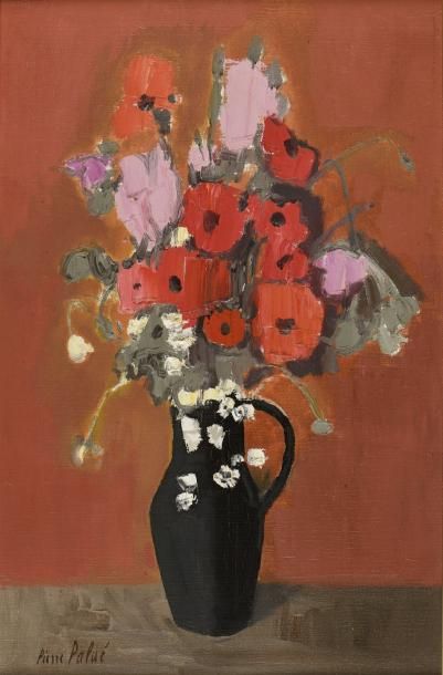 PIERRE PALUE (1920-2005) 
Bouquet de fleurs
Huile sur toile signée en bas à gauche
H....