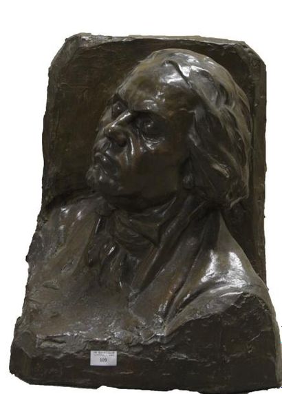 Léopold RENARD (Paris 1868- Lyon 1945) Portrait de Beethoven
Sculpture. Épreuve bronze...