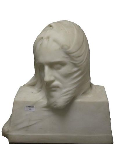 Léopold RENARD (Paris 1868- Lyon 1945) Tête de Lazare au linceul
Sculpture. Marbre...