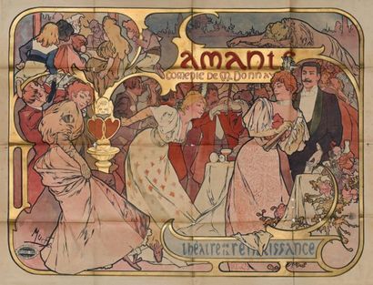 Alphonse MUCHA (1860-1939) Théâtre de la Renaissance - Amants, comédie de M. Donnay,...