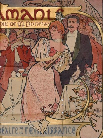 Alphonse MUCHA (1860-1939) Théâtre de la Renaissance - Amants, comédie de M. Donnay,...