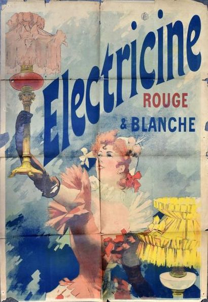 Attribuée à Jules CHERET (1836-1932) ELECTRICINE rouge et blanche
Affiche incomplète...