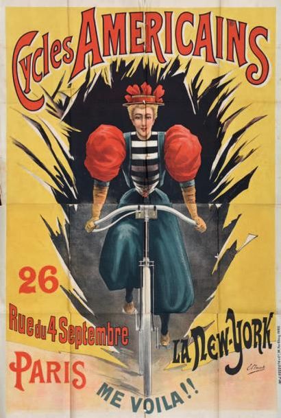 E. CLOUET (XIXe/XXe siècle) Cycles américains - La New York, vers 1900
Affiche lithographique...