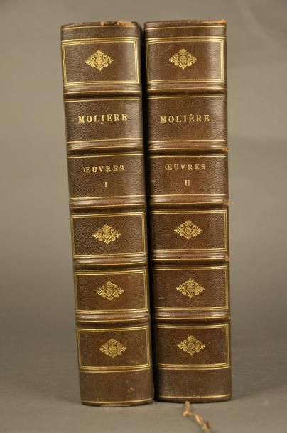 null MOLIÈRE. THÉÂTRE. PARIS, CRÈS, 1924. Deux forts volumes, in-4, demi-reliures...