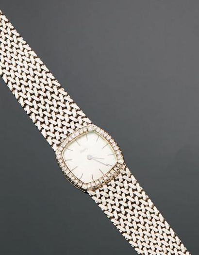 OBREY Montre-bracelet de dame, en or gris 750 millièmes, la montre de forme carrée,...