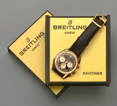 BREITLING-LIP Montre chronographe d'homme en acier et plaqué or, type "Navitimer...