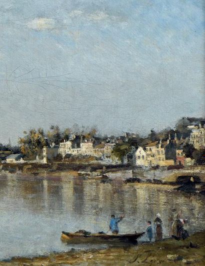 STANISLAS LEPINE (1835-1892) La Seine à Charenton
Huile sur toile, signée en bas...