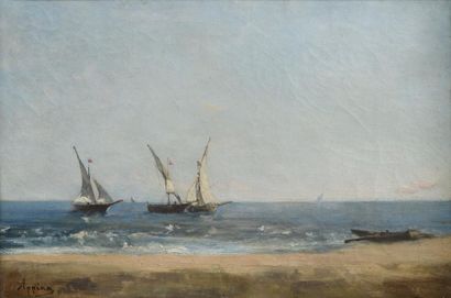 Adolphe APPIAN (1818-1898) Vue d'une plage
Huile sur toile, signée en bas à gauche
H....