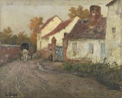 Frits THAULOW (1847-1906) Village normand
Huile sur panneau, signée en bas à gauche
H....