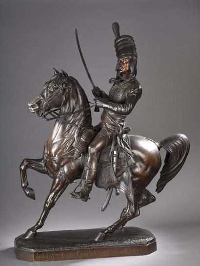 Armand Jules LE VEEL (1821-1905) Le général Marceau à cheval
Grand bronze à patine...
