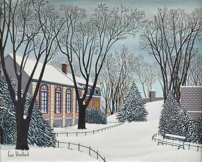 Lucien VIEILLARD (né en 1923) 

Vue d'une maison sous la neige

Huile sur toile signée...